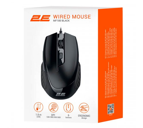 2E MF180 USB-A Black Mouse 2E-MF180UB