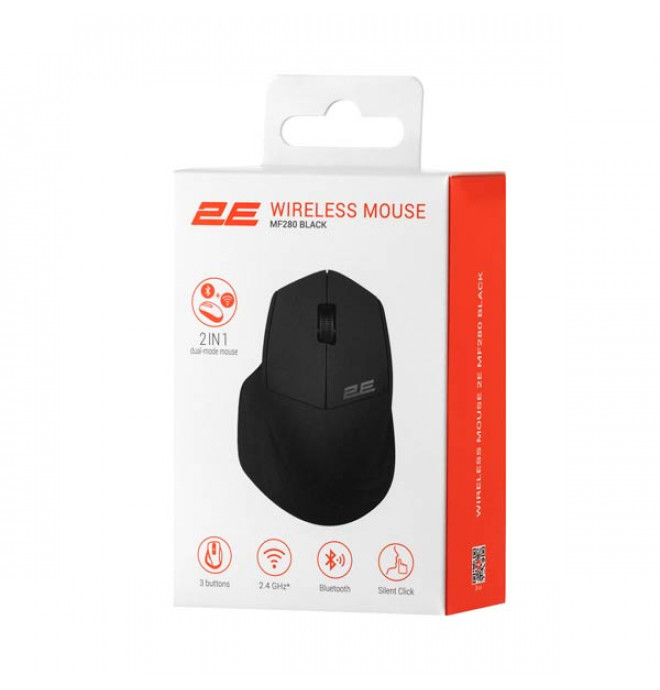 2E MF280 Silent Wireless Black Mouse