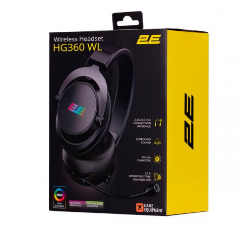 2E HG360 WirelessGaming Headset Black 2E-HG360BK-WL
