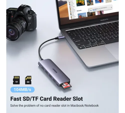 Görüntü ötürücü Ugreen 6 in 1 USB C Hub
