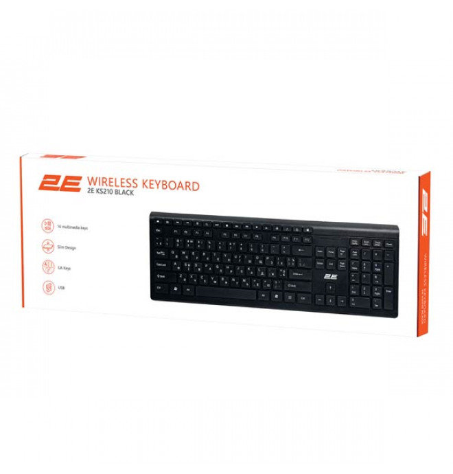 2E KS210 Slim Wireless Black Keyboard