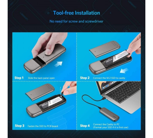 UGREEN CM23 60355 M.2 Portable SSD Enclosure 6Gbps