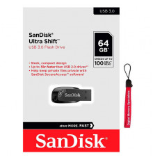 SanDisk Ultra Shift USB 3.2 Gen 1 Flash Drive - 64GB Black