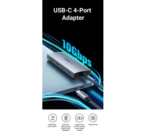 UGREEN USB-C to 2× USB 3.2+2×USB-C Adapter 10G CM480